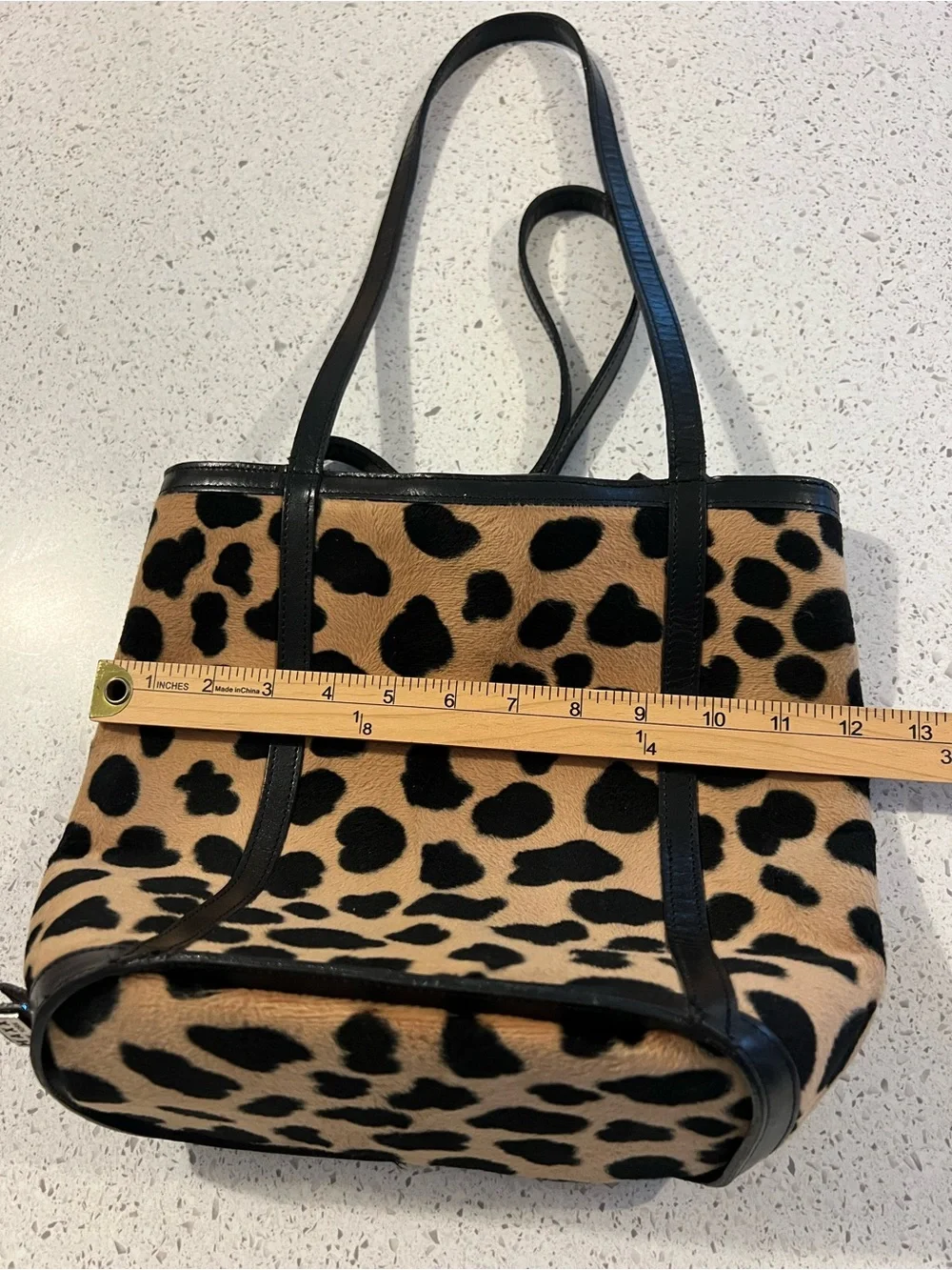 Maxx New York Women Faux Calf Hair & Faux Leather Trim Tote Leopard/Animal Print